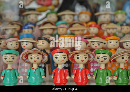 Vietnamese wooden traditional dolls in Hanoi Stock Photo