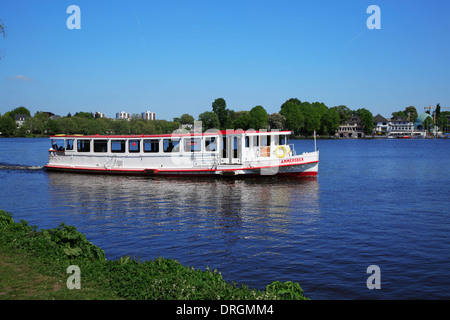Excursion boat, Aussenalster (outer Lake Alster),  Hamburg,  Germany, Europe Stock Photo