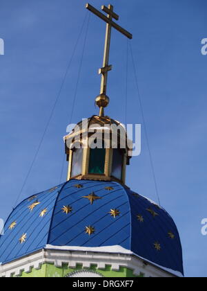 Lugansk, Ukraine. 26th Jan, 2014. top of Seraphim of Sarov Church.   Tonight frosts in eastern Ukraine reached -29 degrees Celsius. In the coming days is expected a slight warming. Credit:  Igor Golovnov/Alamy Live News Stock Photo