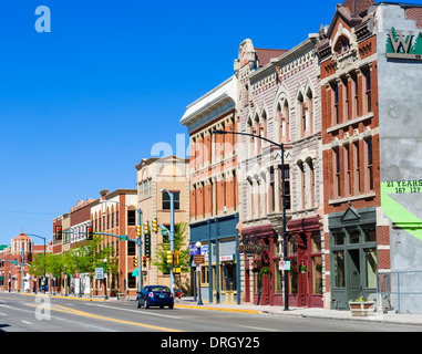 Historic buildings on Lincoln Highway / West 16th Street in downtown Cheyenne, Wyoming, USA Stock Photo