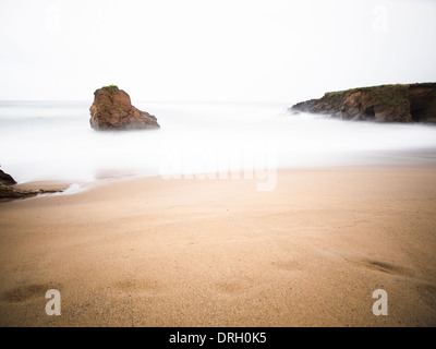 Beautiful galician beach i Galicia, Spain in a cloudy day Stock Photo