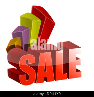 sale graph and text illustration design over a white background Stock Photo