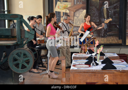 Band playing in Old Havana restaurant, Cuba Stock Photo