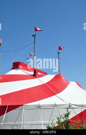 Blue and white circus big top tent Stock Photo - Alamy