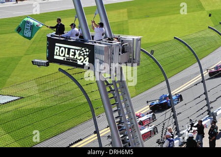 Daytona, Florida, USA. 25th Jan, 2014. The 24 hours Rolex Endurance race at Daytona Speedway part of the newly formed Tudor United Sportscar Championship series. PIERRE FILLON PRESIDENT OF THE AUTOMOBILE CLUB DE L OUEST RACE, START Credit:  Action Plus Sports/Alamy Live News Stock Photo