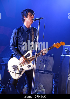 Johnny Marr of Smiths Manchester Academy live on stage playing fender guitar England UK 2013 12-10-2013 Stock Photo