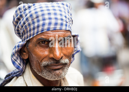 Rickshaw driver in Old Delhi, India Stock Photo