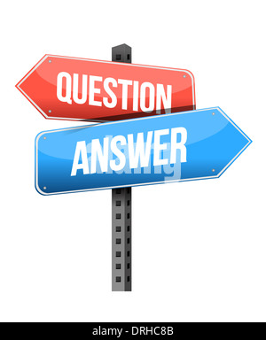 question, answer road sign illustration design over a white background Stock Photo