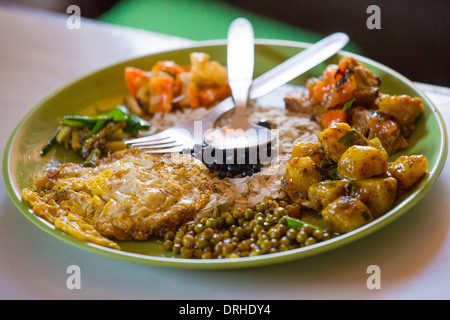 Traditional meal in Bhaktapur, Nepal Stock Photo