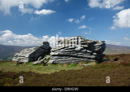 The granite tor of Fitzwilliam's Seat, near the summit of Knocknagun, On the border of counties Dublin and Wicklow, Ireland. Stock Photo