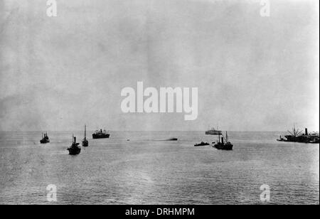 HMS Majestic, British battleship, capsized, WW1 Stock Photo