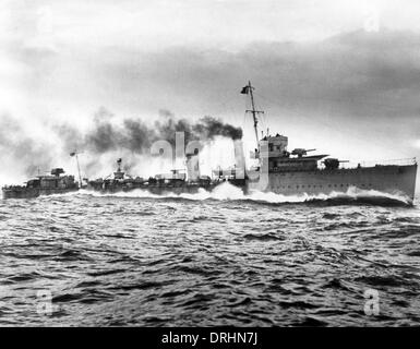 Ship with two funnels at sea, WW1 Stock Photo - Alamy