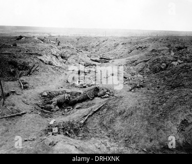 German trench near Guillemont, Western Front, WW1 Stock Photo