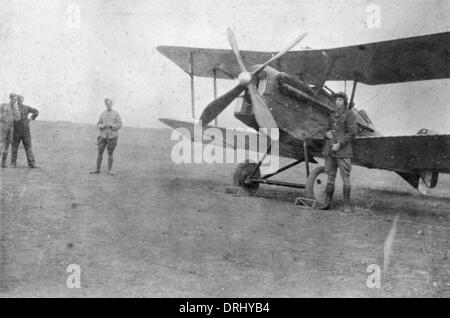 British SE5A biplane on airfield, WW1 Stock Photo