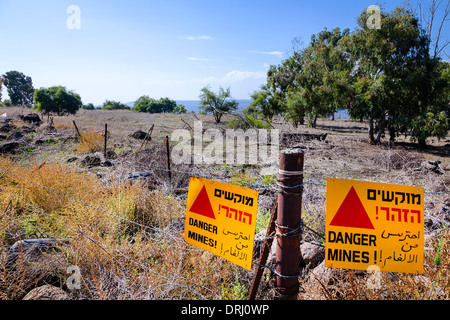 Mine field in Golan Heights in Israel Stock Photo