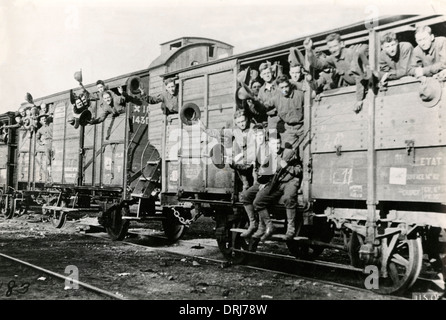 American 5th Marines on a troop train, France, WW1 Stock Photo