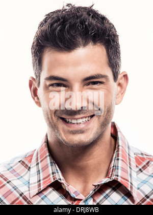 Portrait of a handsome latin man smiling, isolated over a white background Stock Photo