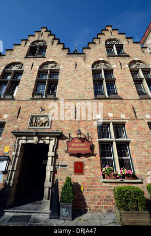 Hotel restaurant Duc de Bourgogne, guild houses, Old Town, UNESCO world cultural heritage Brugge, Flanders, Belgium, Europe, Hot Stock Photo