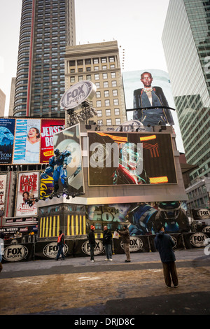 Fox Sports Broadcast Set on Times Square with the Clock Counting Time Till Super  Bowl XLVIII Match in Manhattan Editorial Photography - Image of popular,  square: 37480517