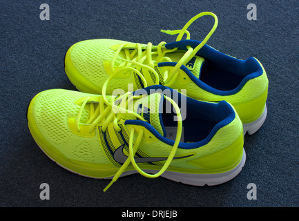 A pair of Nike's limited edition self-lacing Back to the Future shoes is  displayed at a store in Wuhan city, central China's Hubei province, 13 Janu  Stock Photo - Alamy