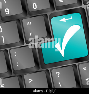 positive checkmark computer keyboard key Stock Photo