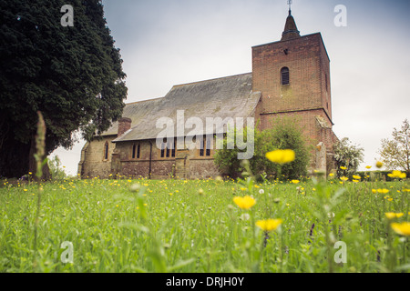 Exterior of All Saints' Church which contains Marc Chagall stained glass windows, Tudeley, Kent, England Stock Photo