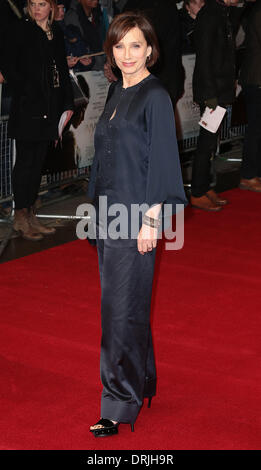 London, UK, 27th January 2014 Kristin Scott Thomas attends the UK premiere for The Invisible Woman at Odeon Kensington, High Street Kensington, London Photo: MRP/Alamy Live News Stock Photo