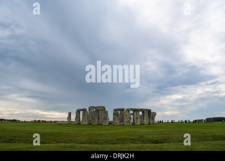 Stonehenge prehistoric monument with stormy clouds above, Wiltshire England United Kingdom UK Stock Photo
