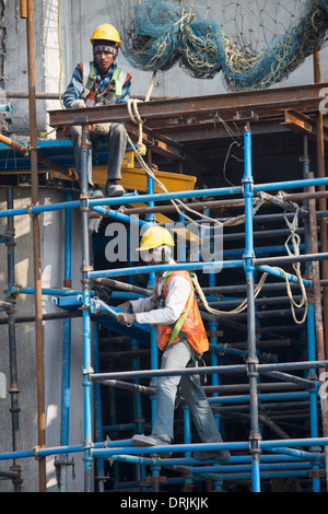 Construction work to extend the Delhi metro, India. Stock Photo