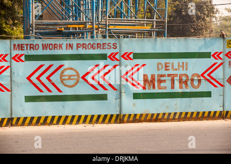 Construction work to extend the Delhi metro, India. Stock Photo