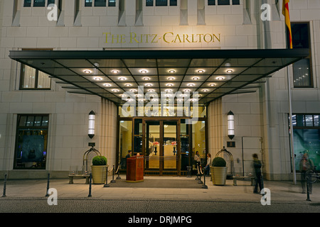 Entrance to the scratch Carlton hotel in the Beisheim centre in the evening, Potsdam place, Berlin, middle, Germany, Europe, pub Stock Photo