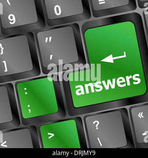 answers concept on the modern keyboard Stock Photo