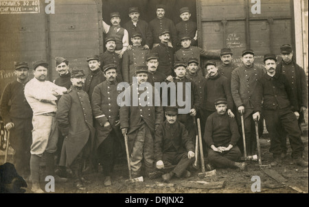 French soldiers posing with their hoes. Stock Photo