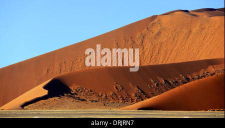 gigantic sandy dunes in the first morning light, Namib Naukluft national park, Sossusvlei, Namibia, Africa, riesige Sandduenen i Stock Photo