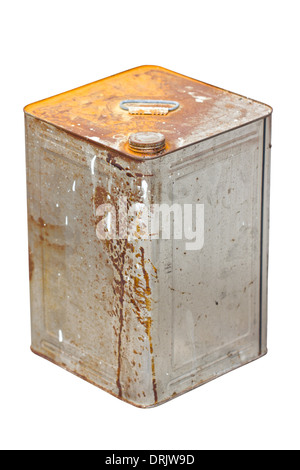 Rusty zinc container isolated on white. Stock Photo