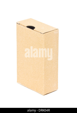 Empty cardboard box isolated on white. Stock Photo