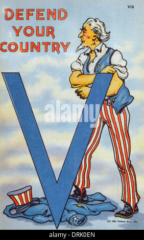 Uncle Sam. US World War Two propaganda postcard Stock Photo