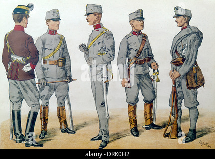 Austrian soldiers in uniform, WW1 Stock Photo