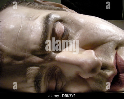 Artist's Ron Mueck Mask II hyperrealist self-portrait on exhibition at the British Museum, London, UK Stock Photo
