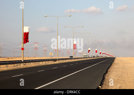 Ras Laffan Industrial City Highway in Qatar, Middle East Stock Photo