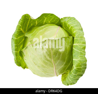 Whole head of savoy cabbage over white background Stock Photo