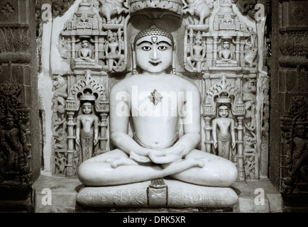 Tirthankara at the Jain Temple in Jaisalmer in Rajasthan in India in South Asia. Religion Religious Art Culture History Jainism Travel Wanderlust Stock Photo