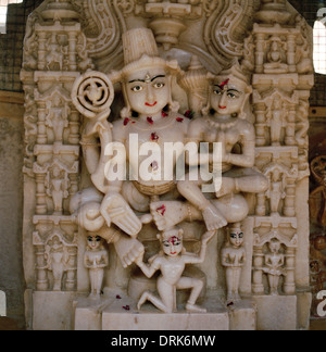 Tirthankara at the Jain Temple in Jaisalmer in Rajasthan in India in South Asia. Religion Religious Art Culture History Jainism Travel Wanderlust Stock Photo