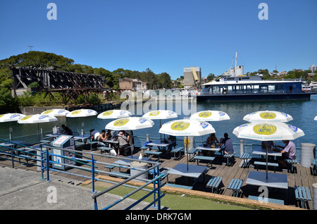 Diners at the Sydney Fish Market in Pyrmont, Sydney Stock Photo