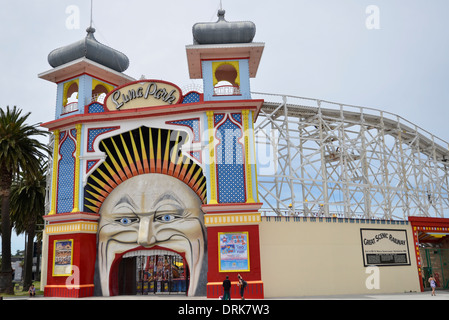 Luna Park amusement park in the Melbourne seaside suburb of St. Klida Stock Photo