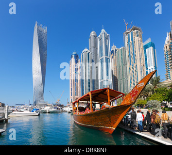 Dubai Marina. Captain Jack tourist boat.