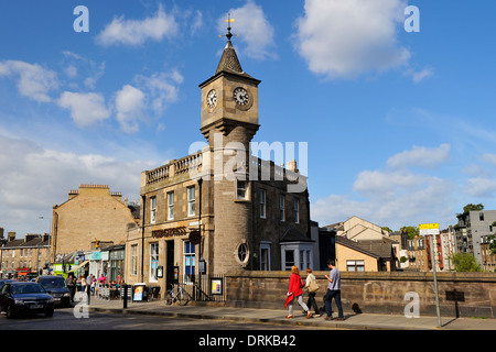 The Clock Tower (now Pizza Express) in Stockbridge beside the Water of Leith, Edinburgh, Scotland Stock Photo