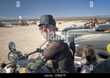 Wasteland Weekend in the Mojave Desert, near California City, California, in 2012, post apocalyptic Mad Max party Stock Photo
