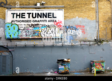 London, England, UK. Leake Street Tunnel / Banksey Tunnel / the Graffiti Tunnel under Waterloo Station: authorised graffiti area Stock Photo