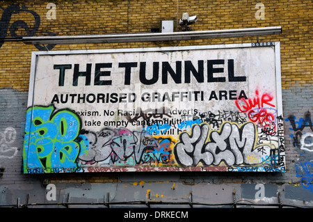 London, England, UK. Leake Street Tunnel / Banksey Tunnel / the Graffiti Tunnel under Waterloo Station: authorised graffiti area Stock Photo